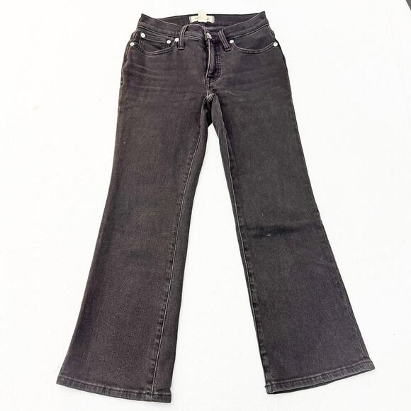 Madewell Mid-Rise Kick-Out Jeans Flared Black Denim Jeans Size 24 Petite - Picture 2 of 8